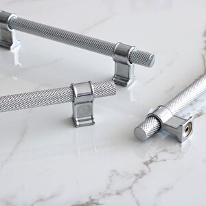 Hisar Krom Renk Metal Kulp 224 Mm Tırtıklı Desen Mobilya Mutfak Çekmece Dolabı Dolap Kulpları Kulbu
