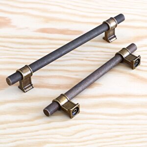 Hisar Antik Sarı Metal Kulp 160 Mm Tırtıklı Desen Mobilya Çekmece Dolap Mutfak Dolabı Kulpları Kulbu
