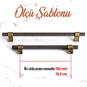 Hisar Antik Sarı Metal Kulp 192 Mm Tırtıklı Desen Mobilya Dolap Çekmece Mutfak Dolabı Kulpları Kulbu
