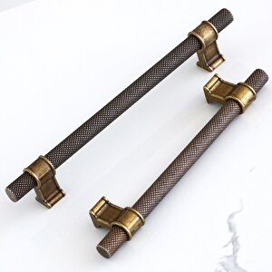 Hisar Antik Sarı Metal Kulp 192 Mm Tırtıklı Desen Mobilya Dolap Çekmece Mutfak Dolabı Kulpları Kulbu