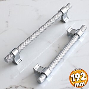 Hisar Krom Renk Metal Kulp 192 Mm Tırtıklı Desen Mobilya Çekmece Mutfak Dolabı Dolap Kulpları Kulbu