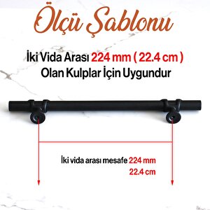 Maça Siyah Metal Kulp 224 Mm-22.4 Cm Mobilya Mutfak Çekmece Dolabı Dolap Kulpları Kulbu Kulpu