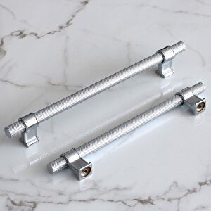 Hisar Krom Renk Metal Kulp 128 Mm Tırtıklı Desen Mobilya Çekmece Mutfak Dolabı Dolap Kulpları Kulbu