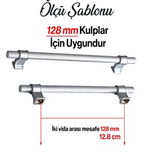 Hisar Krom Renk Metal Kulp 128 Mm Tırtıklı Desen Mobilya Çekmece Mutfak Dolabı Dolap Kulpları Kulbu