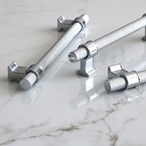 Hisar Krom Renk Metal Kulp 128 Mm Tırtıklı Desen Mobilya Çekmece Mutfak Dolabı Dolap Kulpları Kulbu