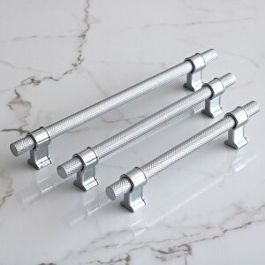Hisar Krom Renk Metal Kulp 128 Mm Tırtıklı Desen Mobilya Çekmece Mutfak Dolabı Dolap Kulpları Kulbu