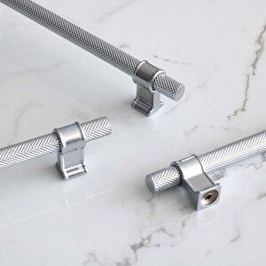 Hisar Krom Renk Metal Kulp 128 Mm Tırtıklı Desen Mobilya Çekmece Mutfak Dolabı Dolap Kulpları Kulbu