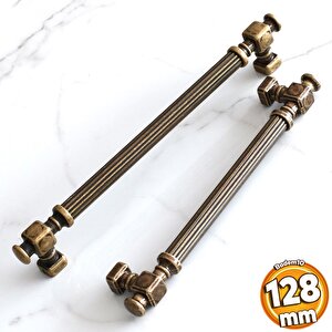 Talas Antik Sarı Çizgili Metal Kulp 128 Mm 12.8 Cm Mobilya Çekmece Mutfak Dolabı Dolap Kulpları Kulb