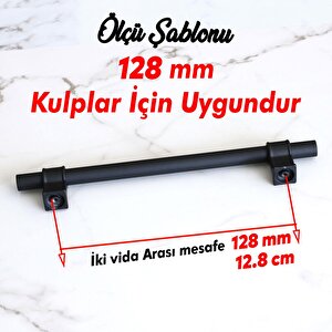 Hisar Siyah Metal Kulp 128 Mm-12.8 Cm Mutfak Mobilya Çekmece Dolap Kapak Dolabı Kulpları Kulbu Kulpu