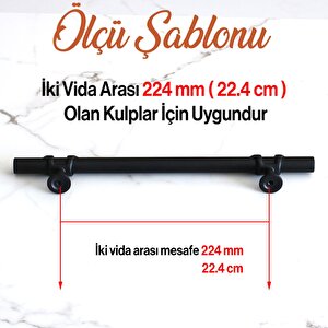 Arsin Siyah Metal Kulp 224 Mm-22.4 Cm Mobilya Çekmece Dolabı Dolap Mutfak Kapak Kulpları Kulbu Kulpu