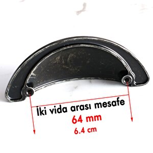 Yelken Midye Tas Çanak 64 Mm Düğme Antikgümüş Mobilya Mutfak Dolabı Çekmece Dolap Kulpları Kulpu Kulb
