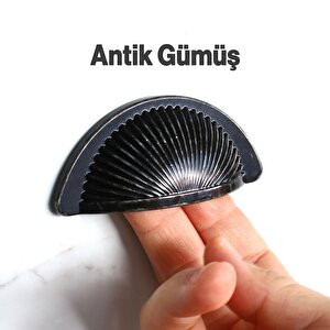Yelken Midye Tas Çanak 64 Mm Düğme Antikgümüş Mobilya Mutfak Dolabı Çekmece Dolap Kulpları Kulpu Kulb