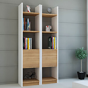 Esbi 102 Kitaplık Beyaz Teak Beyaz-Teak