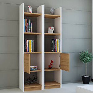 Esbi 102 Kitaplık Beyaz Teak Beyaz-Teak