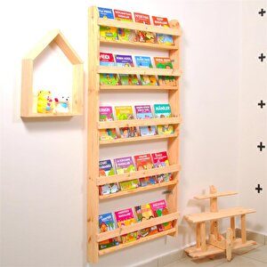 Çocuk Odası Eğitici Montessori Kitaplık Mobilya Raf Duvar Rafı