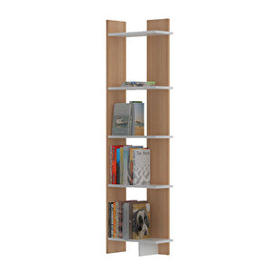 Als Kitaplık Teak Beyaz Teak-Beyaz
