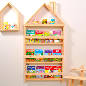 Çocuk Odası Eğitici Montessori Kitaplık Mobilya Raf Duvar Rafı