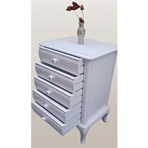 Şifonyer12522 Aslan Model Kayın Klasik Ayak Beyaz Natüre Porselen Kulp El Yapım