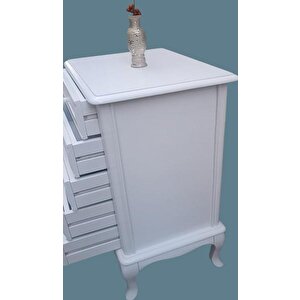 Şifonyer12522 Aslan Model Kayın Klasik Ayak Beyaz Natüre Porselen Kulp El Yapım