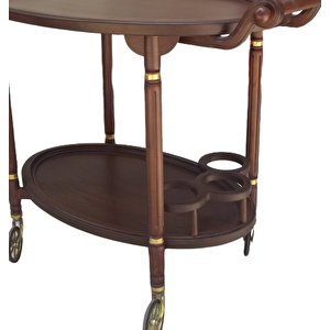 Servis Araba 12565 Küçük Teker Kayın Torna Natüre Ceviz Boya Yemek Servis El Yapı