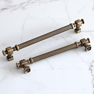 Talas Antik Sarı Çizgili Metal Kulp 192 Mm 19.2 Cm Mobilya Çekmece Mutfak Dolabı Dolap Kulpları Kulb