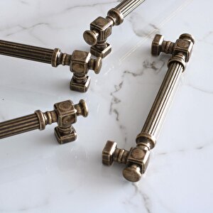 Talas Antik Sarı Çizgili Metal Kulp 192 Mm 19.2 Cm Mobilya Çekmece Mutfak Dolabı Dolap Kulpları Kulb