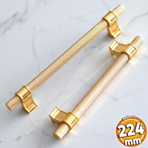 Hisar Altın Gold Metal Kulp 224 Mm Tırtıklı Desen Çekmece Mutfak Mobilya Dolabı Dolap Kulpları Kulbu