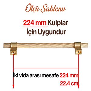 Hisar Altın Gold Metal Kulp 224 Mm Tırtıklı Desen Çekmece Mutfak Mobilya Dolabı Dolap Kulpları Kulbu