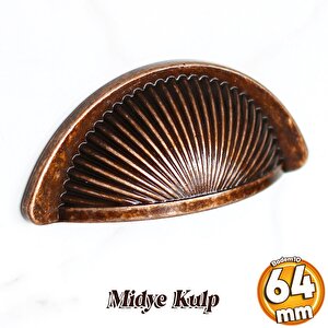 Yelken Midye Tas Çanak 64 Mm Düğme Antikbakır Mobilya Mutfak Dolabı Çekmece Dolap Kulpları Kulpu Kulb