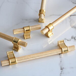 Hisar Altın Gold Metal Kulp 192 Mm Tırtıklı Desen Çekmece Mobilya Mutfak Dolabı Dolap Kulpları Kulbu