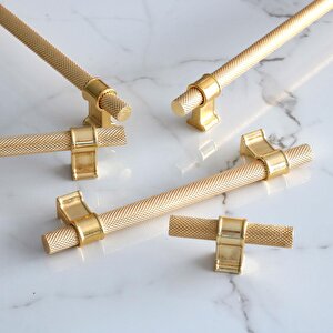 Hisar Altın Gold Metal Kulp 192 Mm Tırtıklı Desen Çekmece Mobilya Mutfak Dolabı Dolap Kulpları Kulbu