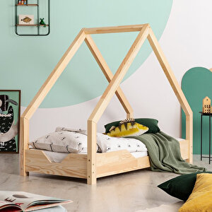 Çatılı Montessori Yatak 90x190 Ahşap Çocuk Ve Genç Karyola