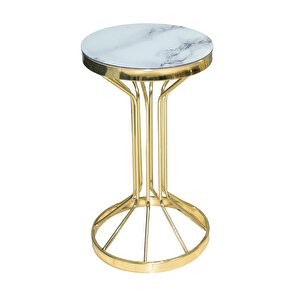 Brc12731 Fiskos Bufalo Beyaz Mermer Temper Cam Metal Gold Kaplama Ayak El Yapım