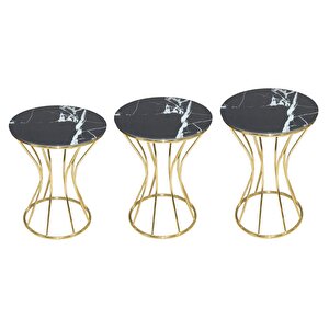 Brc Zigon 12745 Kumsaat Model Si̇yah Mermer Desen Metal Gold Renk Kaplama Elyapım