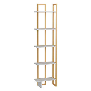Alice Metal Kitaplık Sarı Beyaz Gold Beyaz