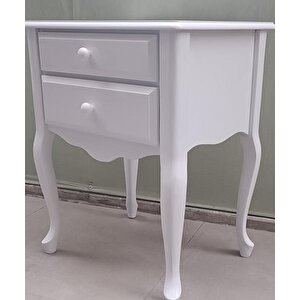 Komodin 12526 Aslan Model Klasik Parlak Beyaz Natüre Eskitme Kulp Kayın El Yapım
