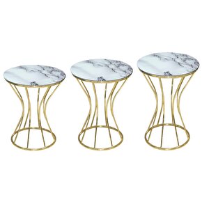 Brc Zigon 12746 Kumsaat Model Beyaz Mermer Desen Metal Gold Renk Kaplama Elyapım