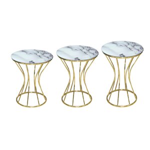 Brc Zigon 12746 Kumsaat Model Beyaz Mermer Desen Metal Gold Renk Kaplama Elyapım