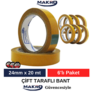 Çift Taraflı Filmik Bant 24mm X 20mt 6'lı Paket