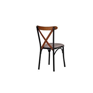 Tonet Serisi 4 Adet Metal Gövde Sandalye Ve 80x120 Sabit Masa Cafe,bahçe,balkon,mutfak Masa Takımı Beyaz - Ceviz