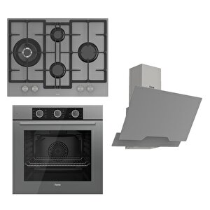 Flowart Basic Serisi Gri Ankastre Set (ed078+ Xe62cpr + D065 )