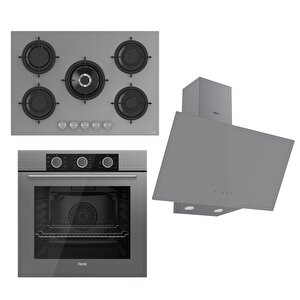 Flowart Basic Serisi Gri Ankastre Set (rs038+ Xe62cpr + D079 )