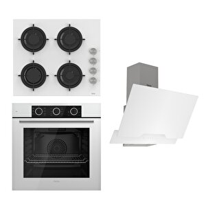 Flowart Basic Serisi Beyaz Ankastre Set (cs206 + Xe62cb + D064 )