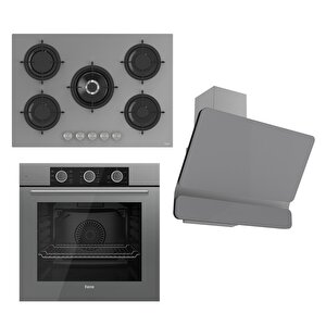 Flowart Basic Serisi Gri Ankastre Set (rs038+ Xe62cpr + D082)