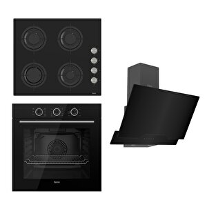 Flowart Basic Serisi Siyah Ankastre Set (cs205 + Xe62cs + D063 )