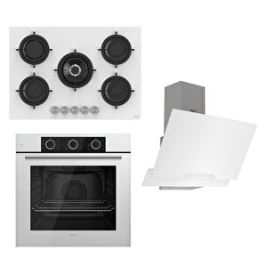 Flowart Basic Serisi Beyaz Ankastre Set (rs036+ Xe62cb + D064 )