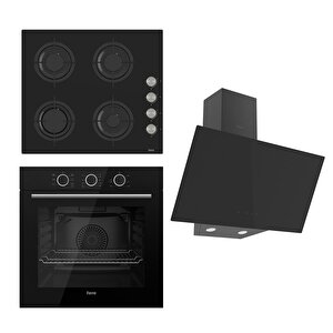 Flowart Basic Serisi Siyah Ankastre Set (cs205 + Xe62cs + D077 )