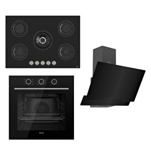 Flowart Basic Serisi Siyah Ankastre Set (rs035 + Xe62cs + D063 )