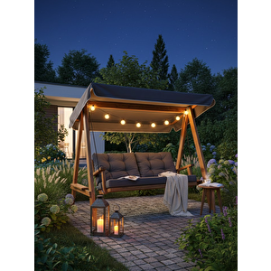 Pera 2000 Bahçe Balkon Salıncağı 3 Kişilik Antrasit