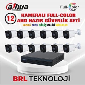 12 Kameralı 40 Metre Renkli Gece Görüşlü Fullhd Dahili Mikrofonlu Kamera Seti
